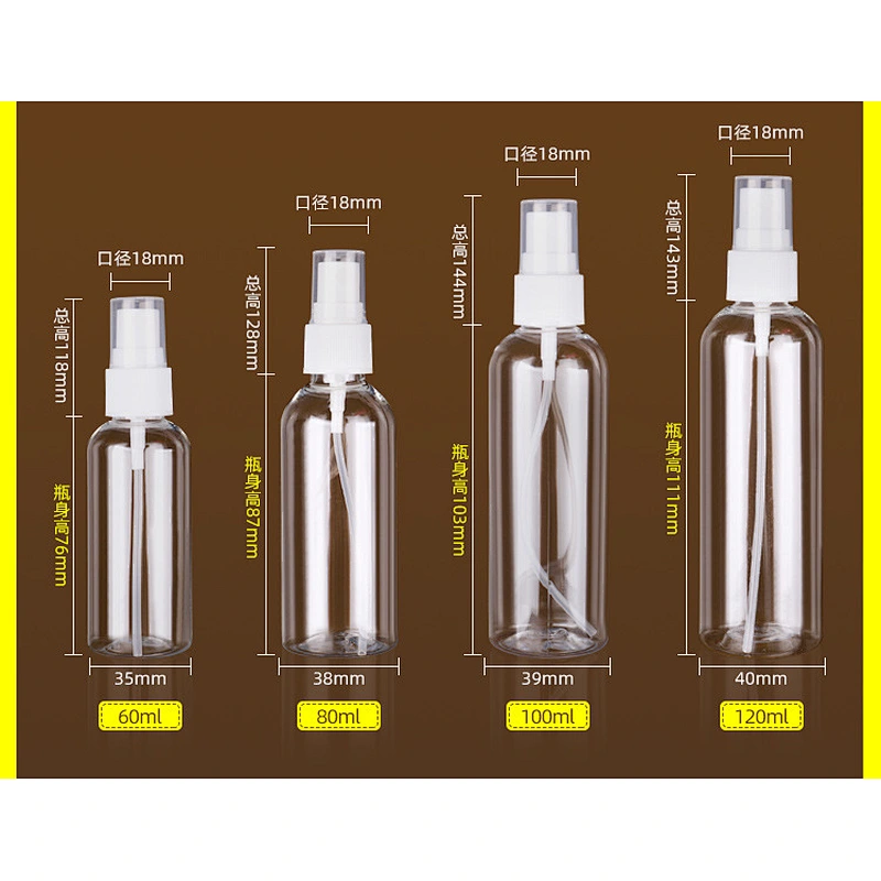 10ml 20ml 30ml 50ml 60ml 100ml PET plastic perfume spray bottle pump mist spray lotion bottle