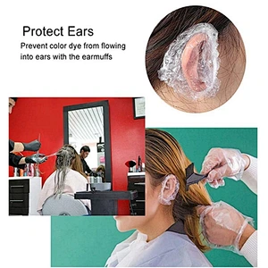 disposable hair coloring tools PE hairdressing cape*1+gloves+earmuff+shower cap set