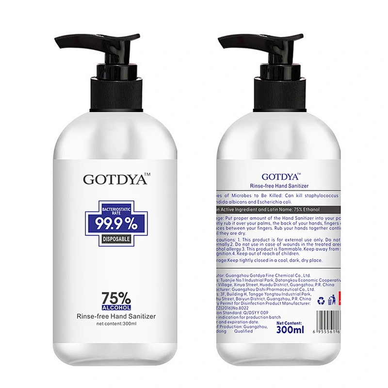 Private Label large In Stock Fast Ship 300ml Portable Waterless 75% Alcohol Hand Sanitizer Gel