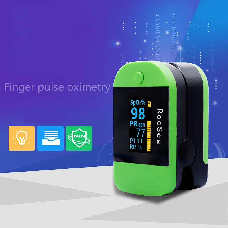 Heart rate monitoring pulse oximetry detection breathing monitor fingertip pulse oximeter