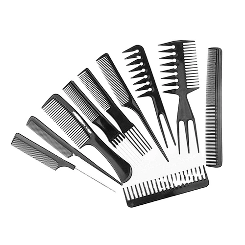 Wholesales salon barber professional plastic 10pcs hair styling comb set