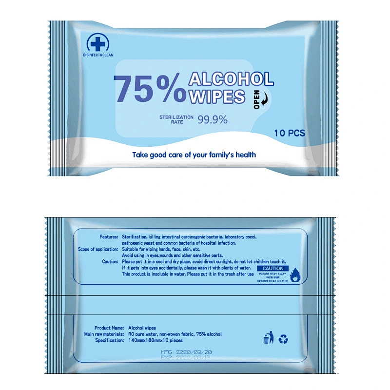 Hot sell medical antibacterial disinfectant 75% alcohol wipes cleaning protective wet wipes