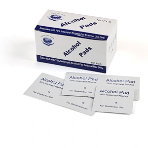 Ready to ship  6*3cm 100pcs cleaning disinfecting sterilization cotton isopropyl disposable 75% alcohol pads