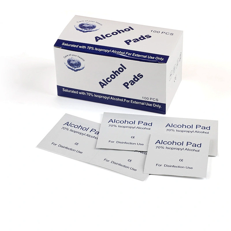 Ready to ship  6*3cm 100pcs cleaning disinfecting sterilization cotton isopropyl disposable 75% alcohol pads
