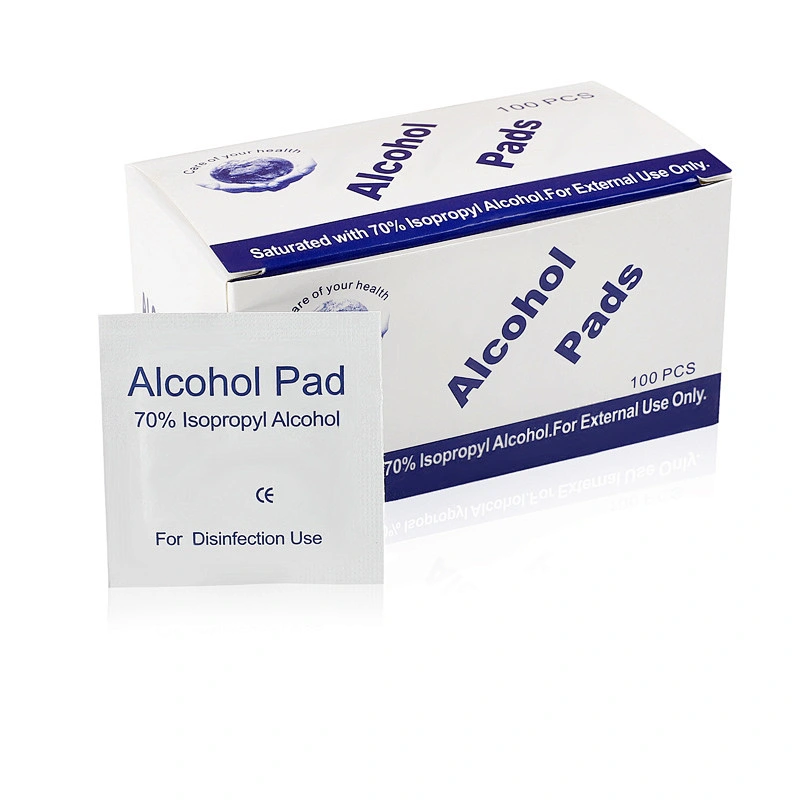 Ready to ship  6*3cm 100pcs cleaning disinfecting sterilization cotton isopropyl disposable 75% alcohol pads