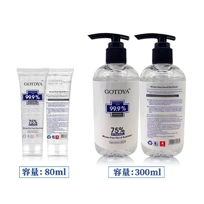80ml Customized 75% Alcohol Bacteriostatic Disposable Washfree Gel Hand Sanitizer