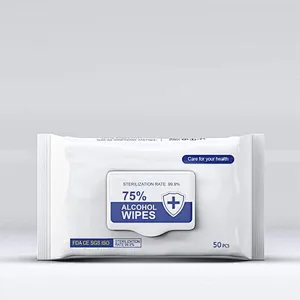 FDA CE MSDS clean disposable sterilization alcohol 75% wet wipes disinfection alcohol wipes 50pcs