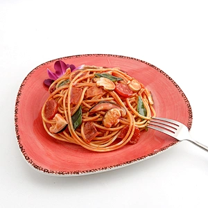 Custom High Quality Red Irregular Ceramic Restaurant Plates