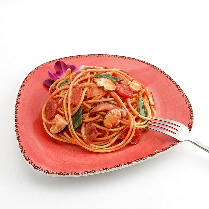 Custom High Quality Red Irregular Ceramic Restaurant Plates