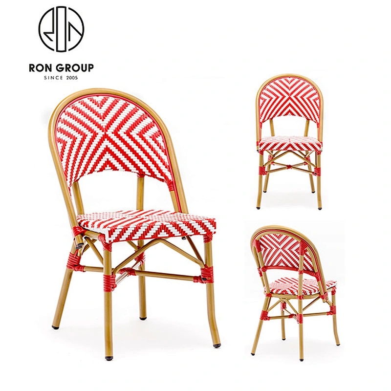 Coffee Shop Cafe Furniture Aluminum Frame Rattan Chair