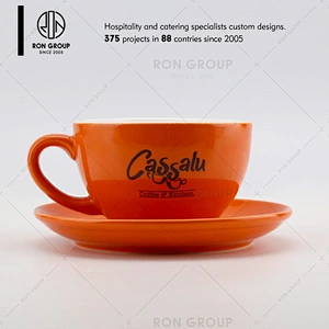 Restaurant Coffee Shop Custom Logo Coffee Ceramic Cup With Saucer