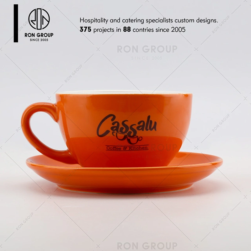 Restaurant Coffee Shop Custom Logo Coffee Ceramic Cup With Saucer