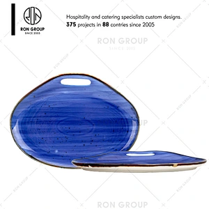 Hot Sale Restaurant Ceramic Blue Dinner Plate