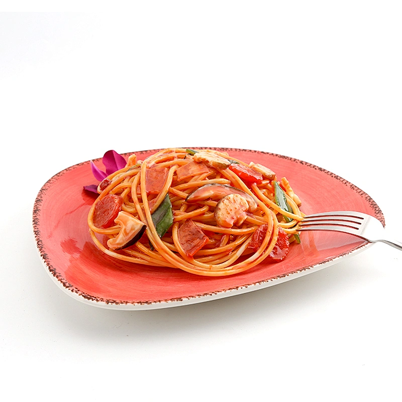 Custom High Quality Red Irregular Ceramic Restaurant Plates