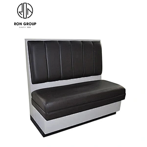 Restaurant Furniture Wooden Frame Black Leather Booth Sofa