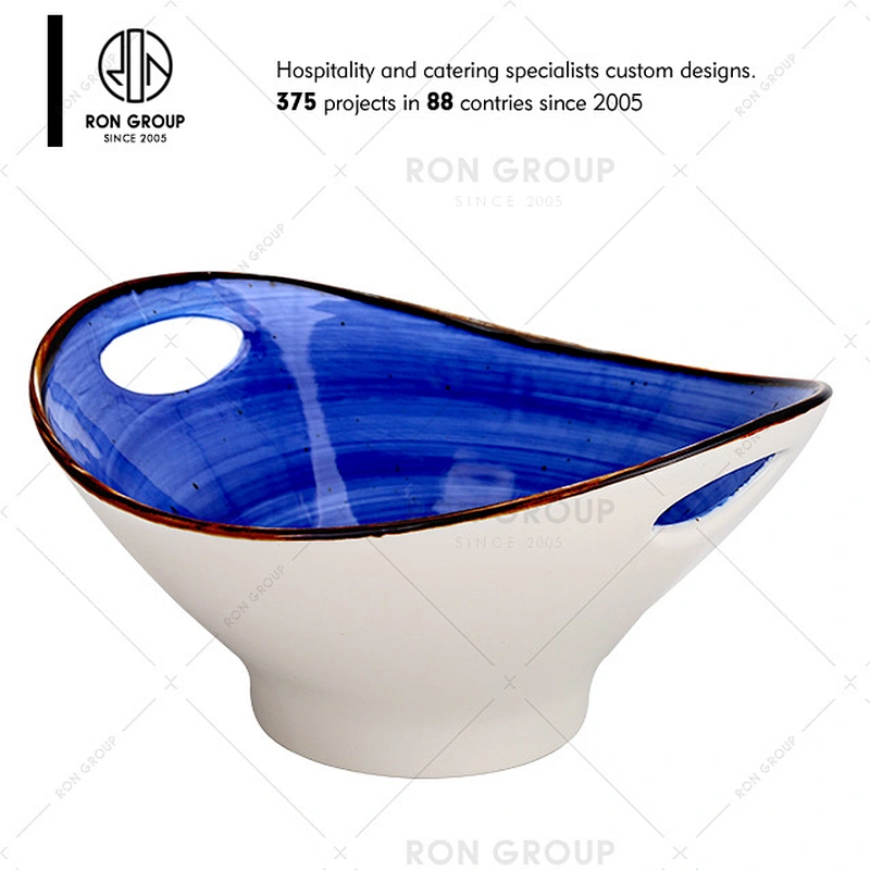 Hot Sale Restaurant Ceramic Blue Dinner Plate