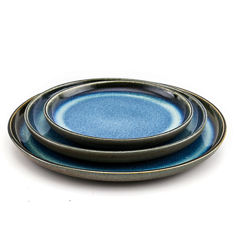Restaurant Customized Traditional Durable Blue Ceramic Plates