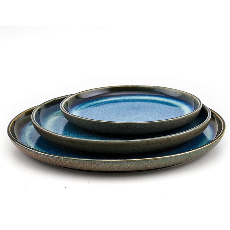 Restaurant Customized Traditional Durable Blue Ceramic Plates