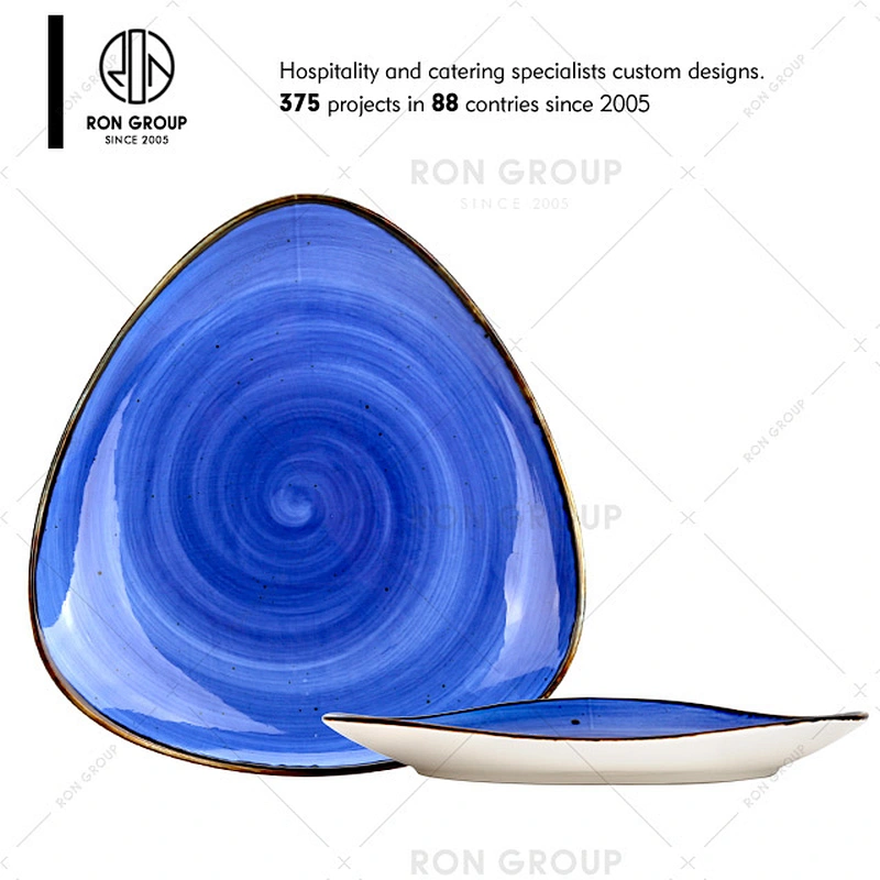 Hot Sale Restaurant Ceramic Blue Dinner Plate