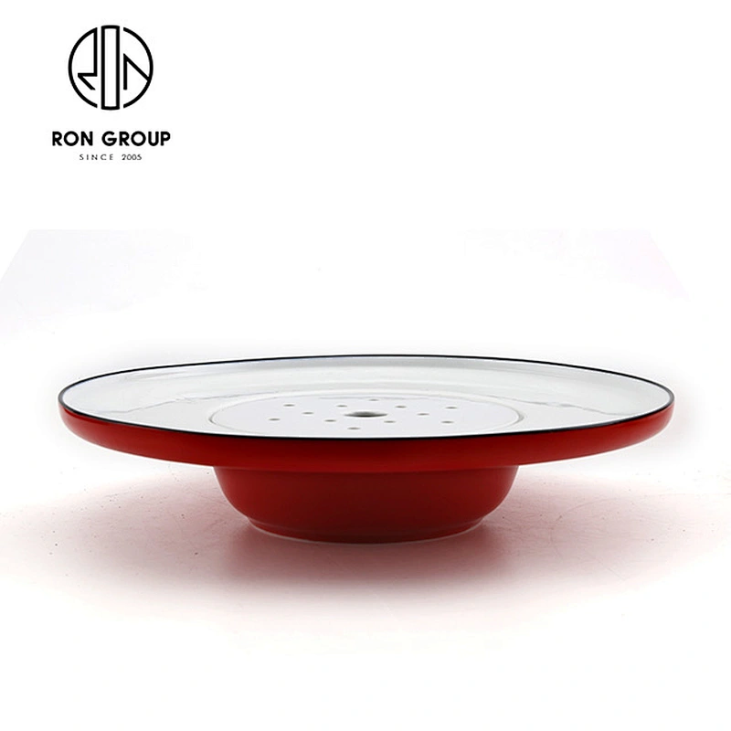 Chinese restaurant dinnerware supplier dipped finish round plate dishes with 8 10 12 14 inch