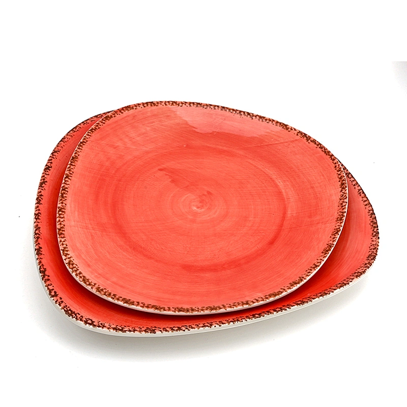 Custom High Quality Red Irregular Ceramic Restaurant Plates