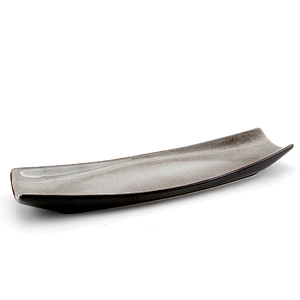 Boat Shape Japanese Style Eco-Friendly Brown Ceramic Snack Plate
