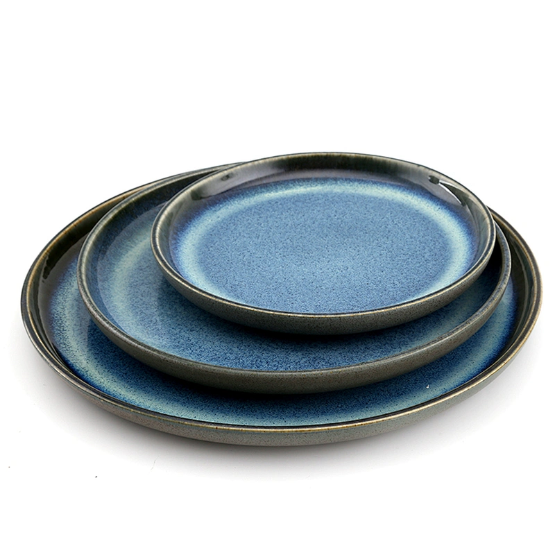 Restaurant Customized Traditional Durable Blue Ceramic Plates