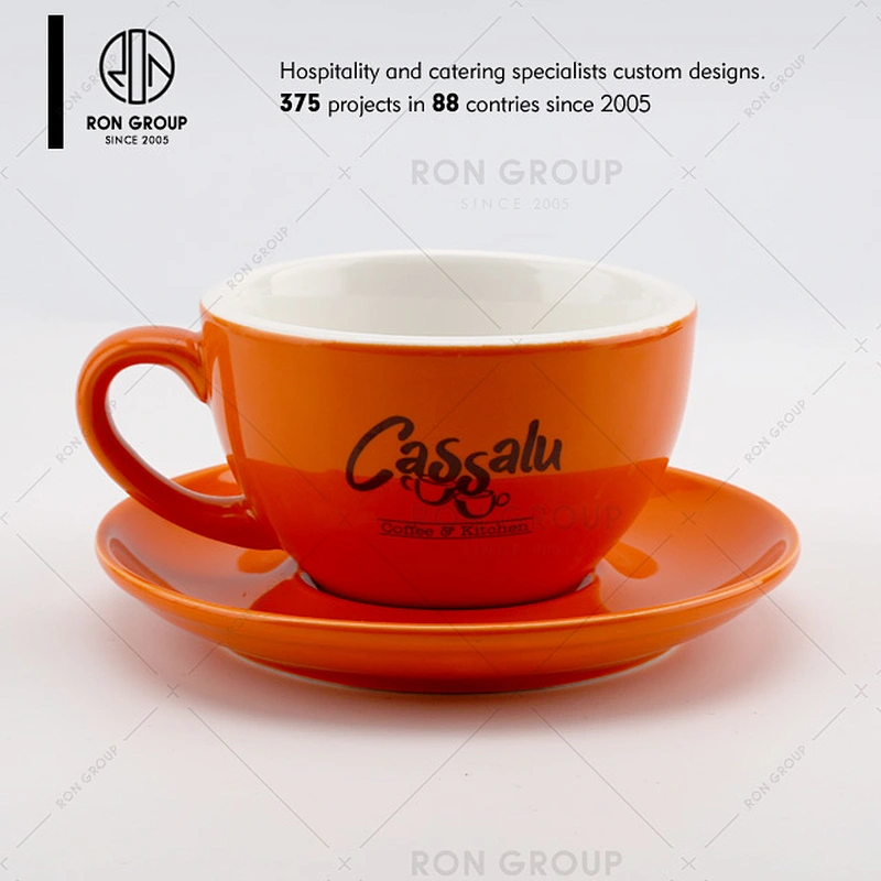 Restaurant Coffee Shop Custom Logo Coffee Ceramic Cup With Saucer