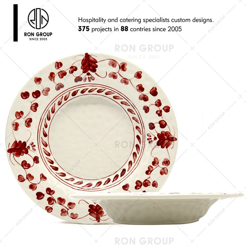 Restaurant classic hand painted round porcelain decorative plates