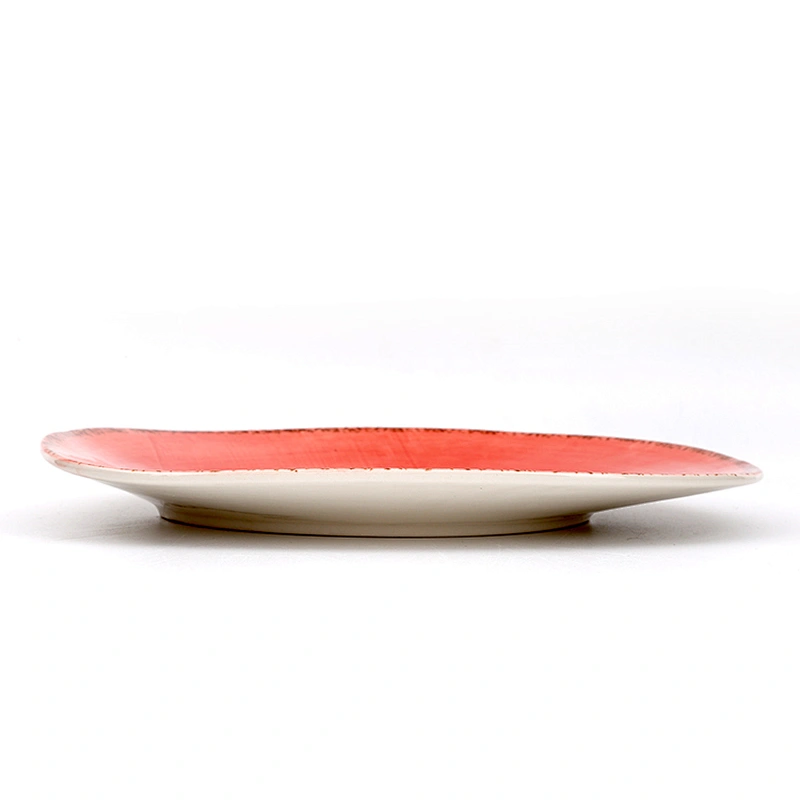 Custom High Quality Red Irregular Ceramic Restaurant Plates