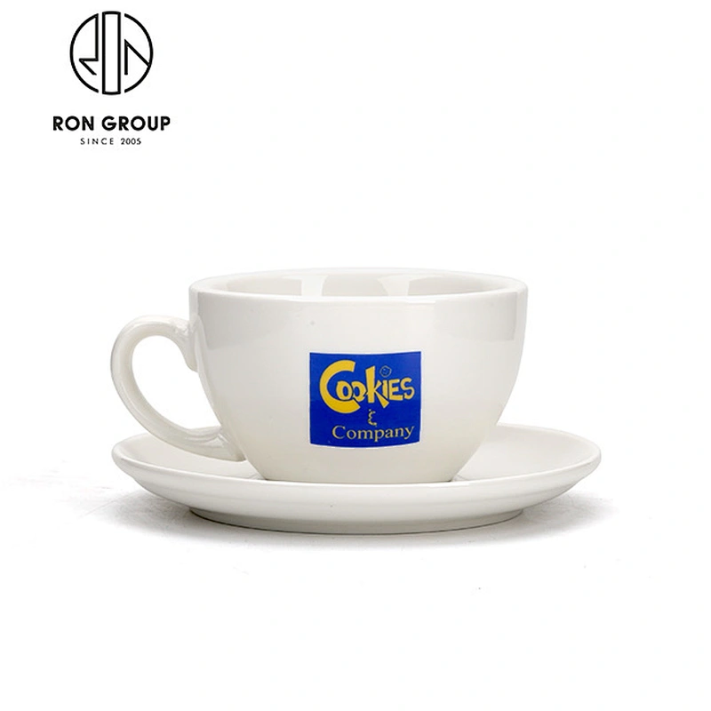 Unique Waving Shape White Custom Ceramic Coffee Cup And Saucer