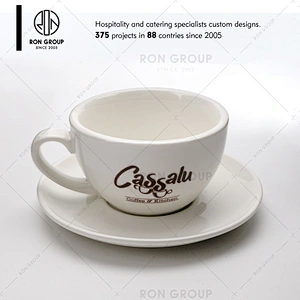 Restaurant Coffee Shop Custom Logo Coffee Ceramic Cup With Saucer