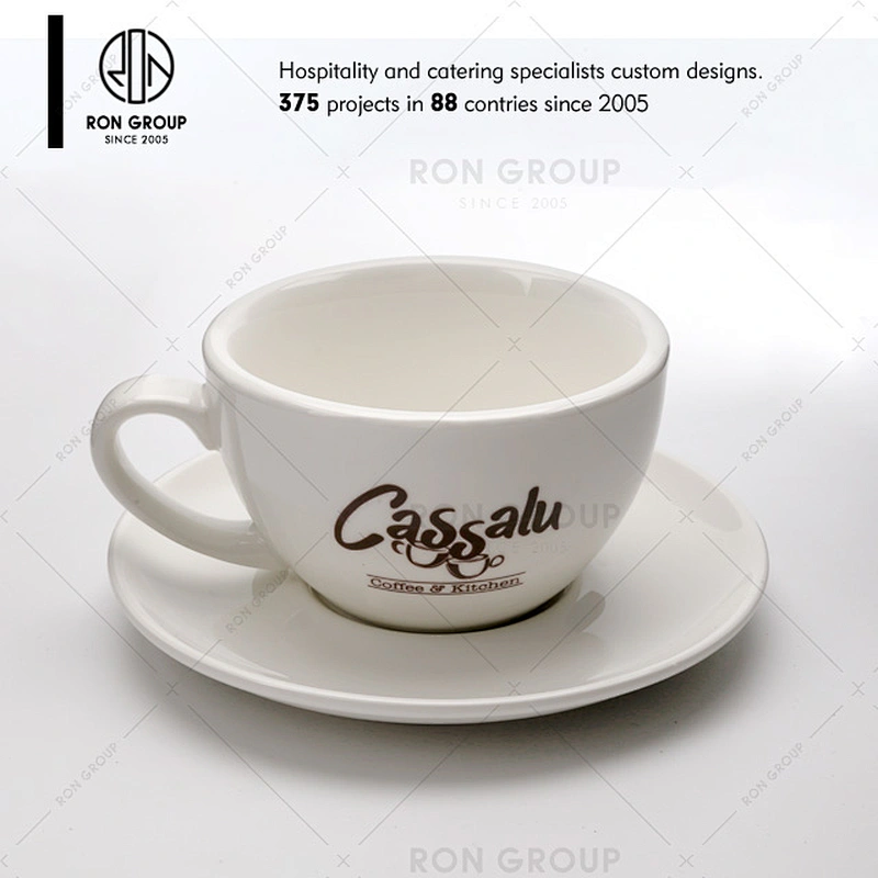 Restaurant Coffee Shop Custom Logo Coffee Ceramic Cup With Saucer