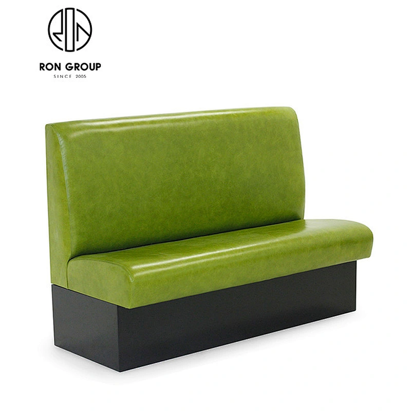 Restaurant Furniture Wooden Frame Green Leather Booth Sofa