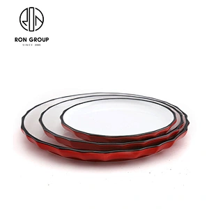 Chinese restaurant dinnerware supplier dipped finish round plate dishes with 8 10 12 14 inch