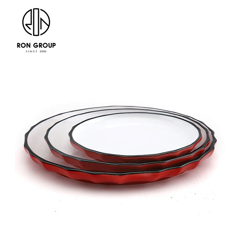 Chinese restaurant dinnerware supplier dipped finish round plate dishes with 8 10 12 14 inch