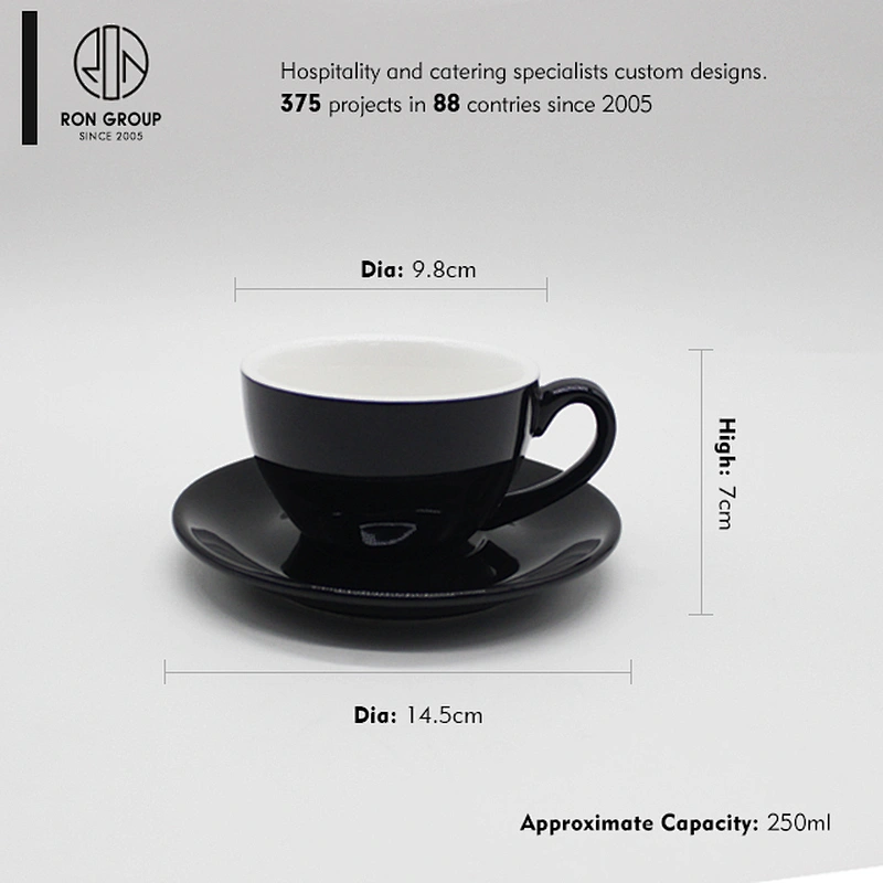 Coffee cup with plate black coffee cup
