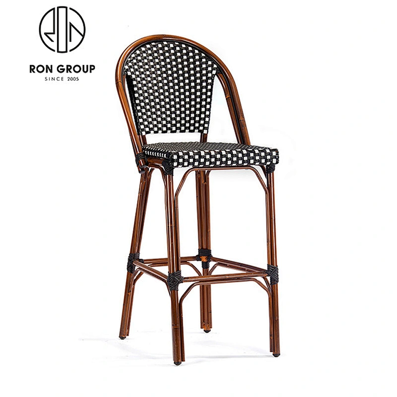 Aluminum Rattan Cafe Bistro Bar High Chair