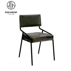 Restaurant Cafe PU Leather Dining Chair With Metal Leg