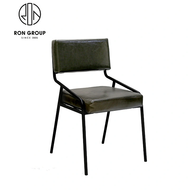 Restaurant Cafe PU Leather Dining Chair With Metal Leg