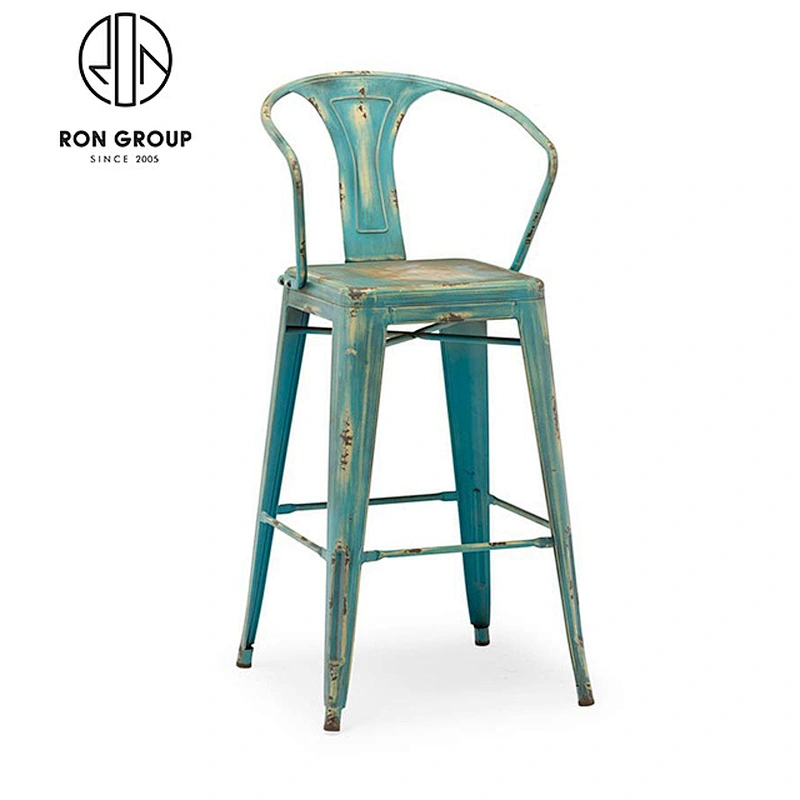 Wooden Seat Cafe Furniture Metal Frame Dining Chair