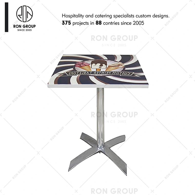 Restaurant supplier custom stainless steel dining table base for wood top