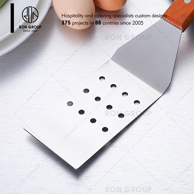 Restaurant kitchen utensils stainless steel pizza shovel with wood handle