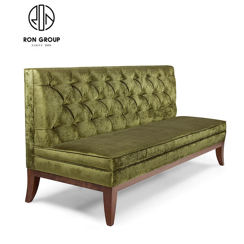 Restaurant Furniture Wooden Frame Booth Sofa With Fabric Seat