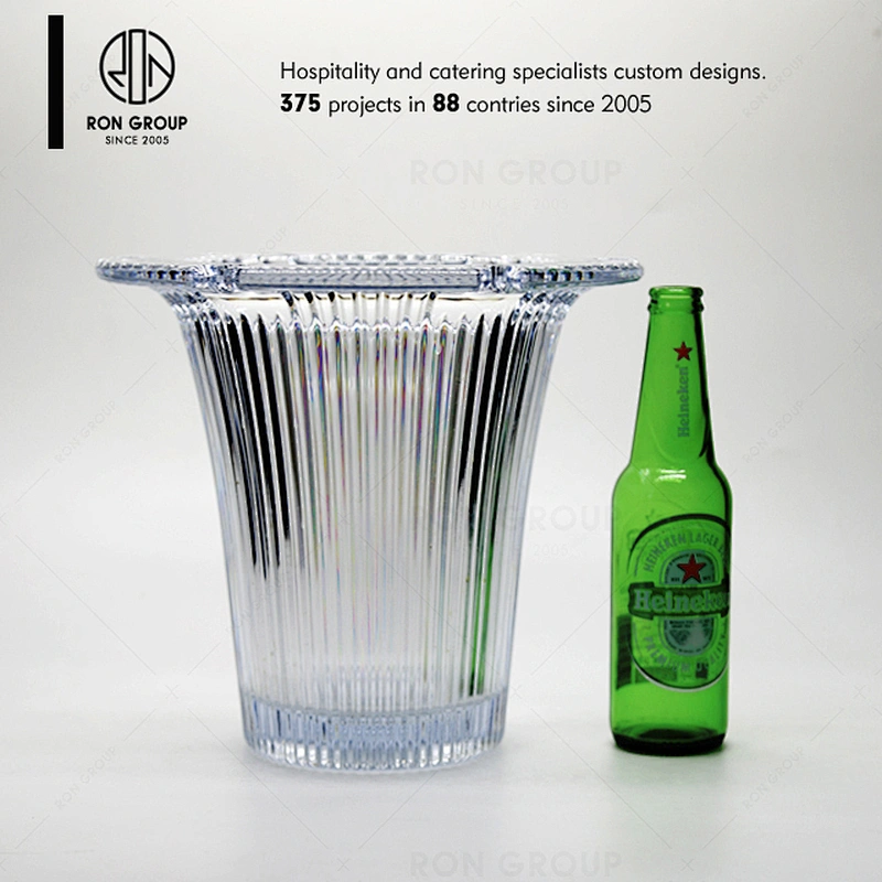 Custom logo printed bar club clear acrylic beer ice bucket