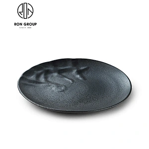 Matt Black Rectangle Ceramic Dinner Plate For Restaurant
