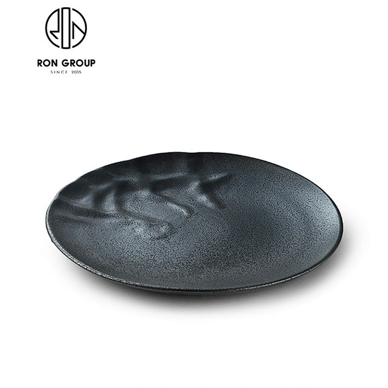 Matt Black Rectangle Ceramic Dinner Plate For Restaurant