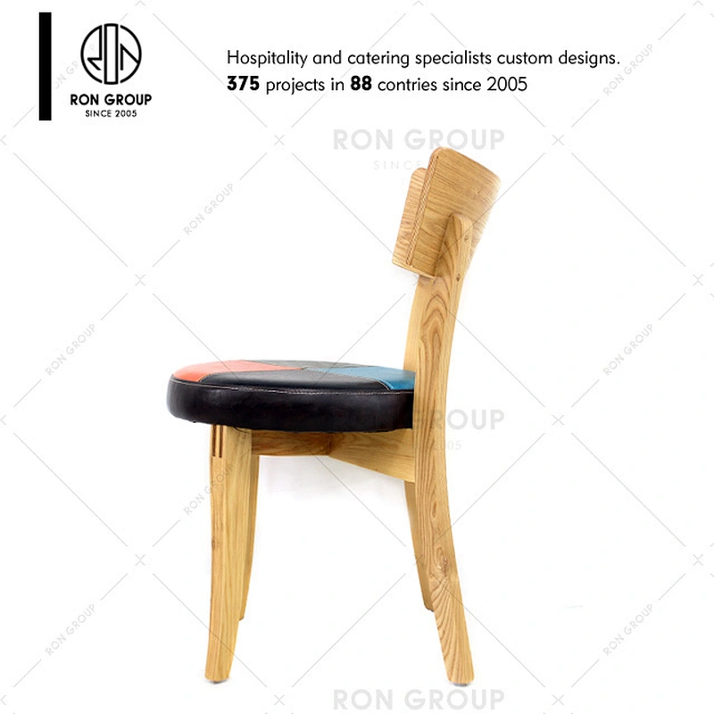 High Quality Restaurant Wooden Leather Seat Dining Chair