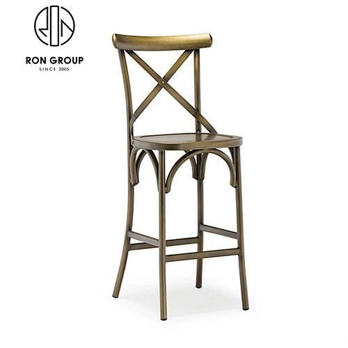 French style metal cross back bar chair