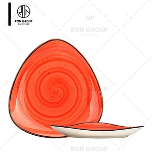 High End Eco Friendly Irregular Orange Serving Dinner Plate